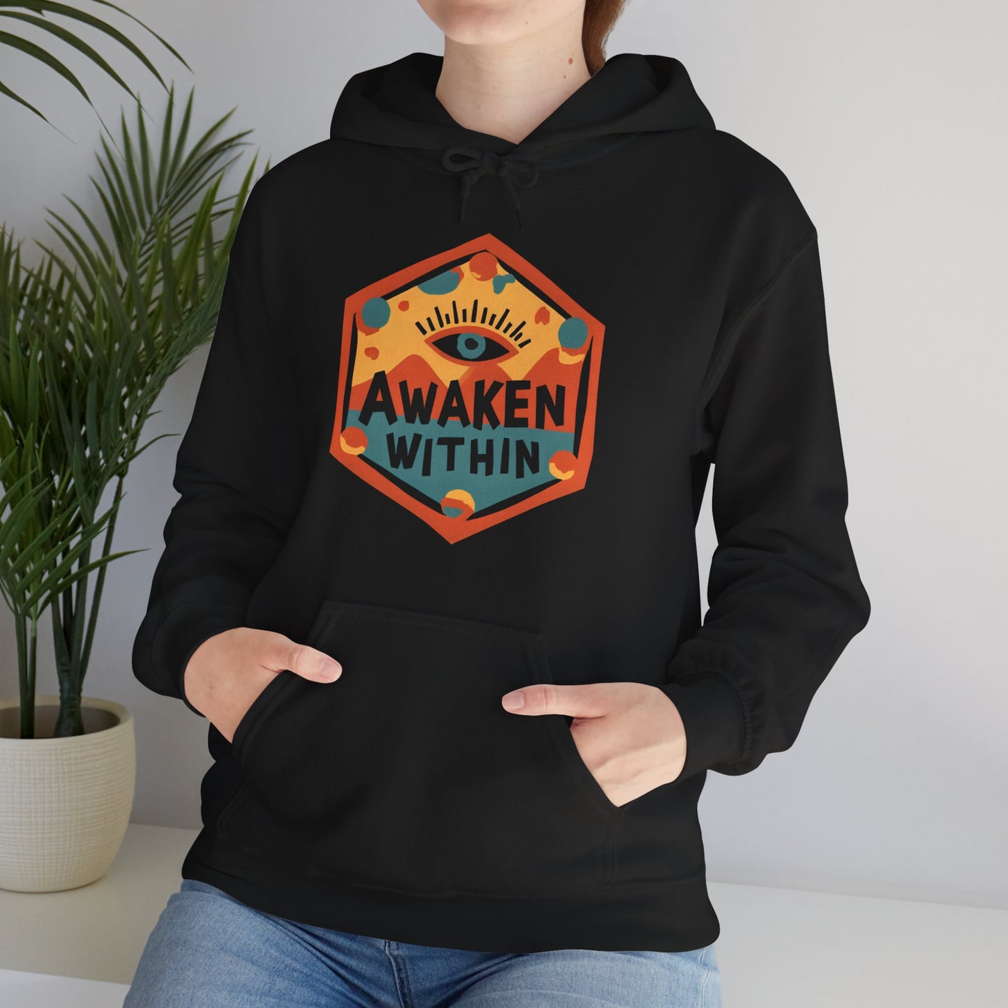 👁️Awaken Within Hoodie – Third Eye Geometric Design | Spiritual Awakening Vibes🌀✨