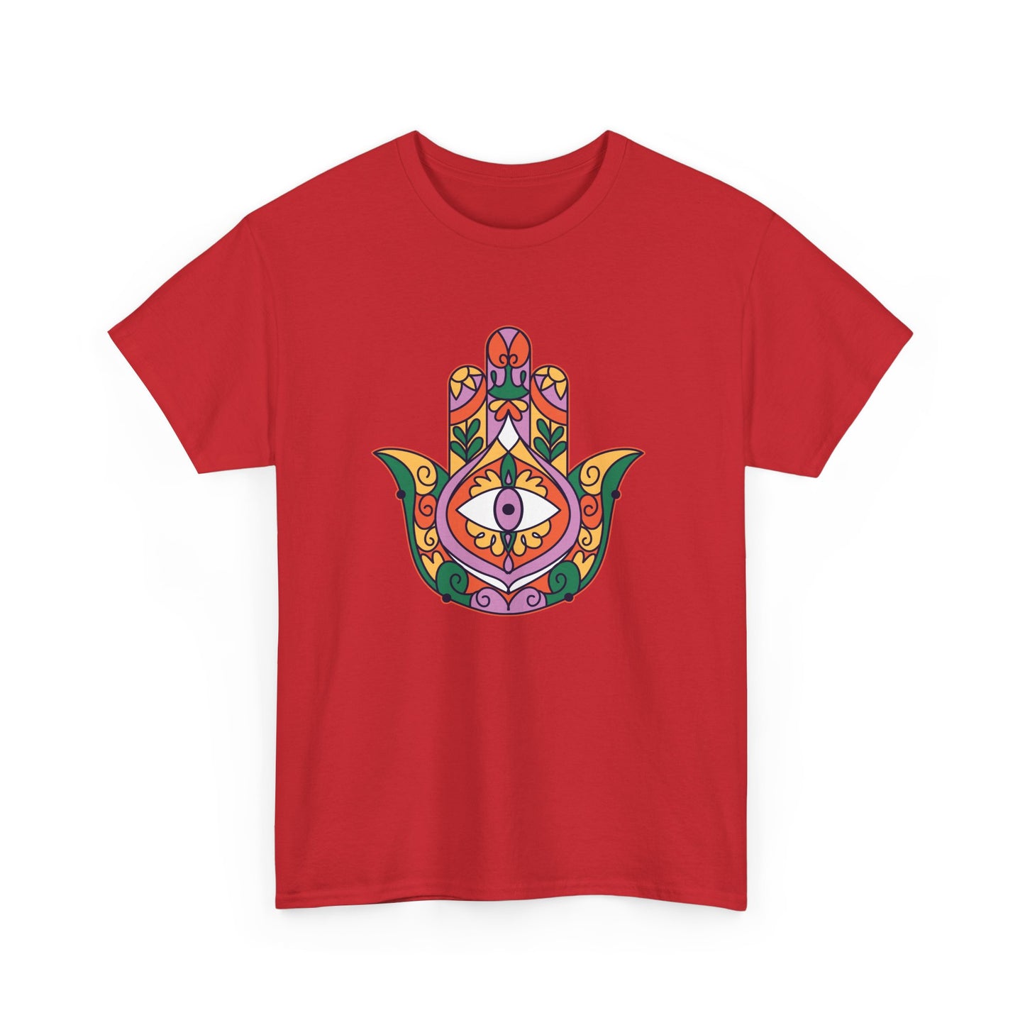 Guardian Spirit Heavy Cotton Tee - Hamsa Hand with Eye