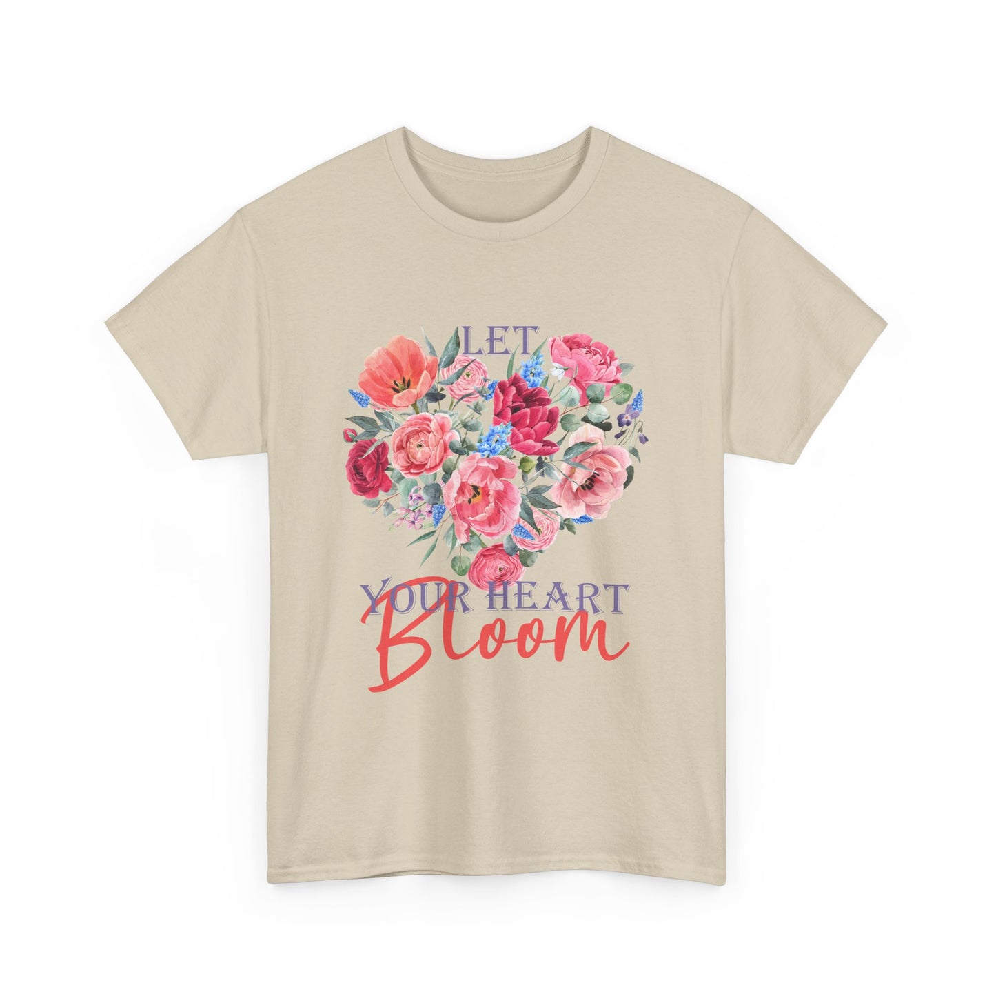 "Let Your Heart Bloom" - Floral & Love Heavy Cotton Tee