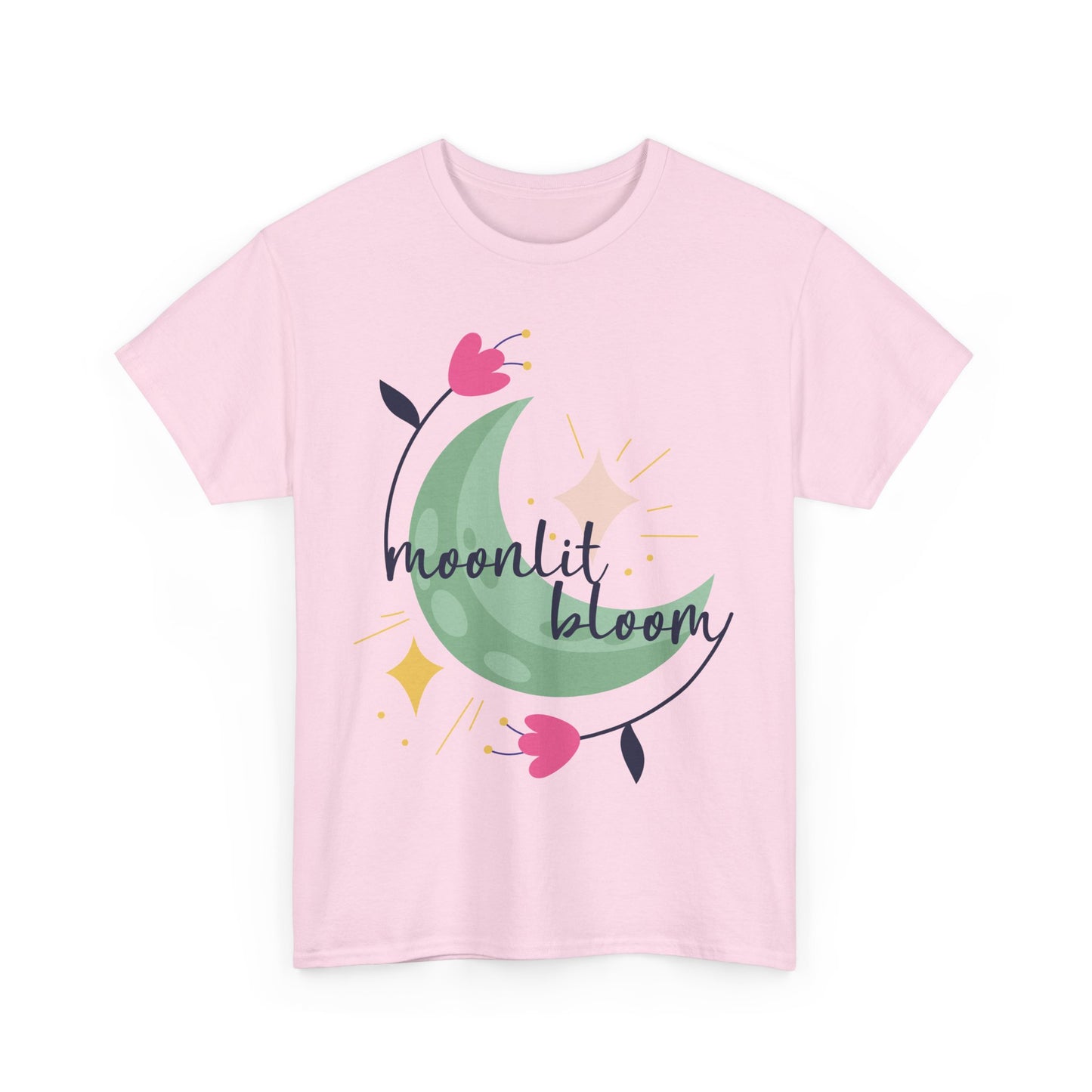 🌙Moonlit Bloom Heavy Cotton Tee - Where Magic and Growth Meet