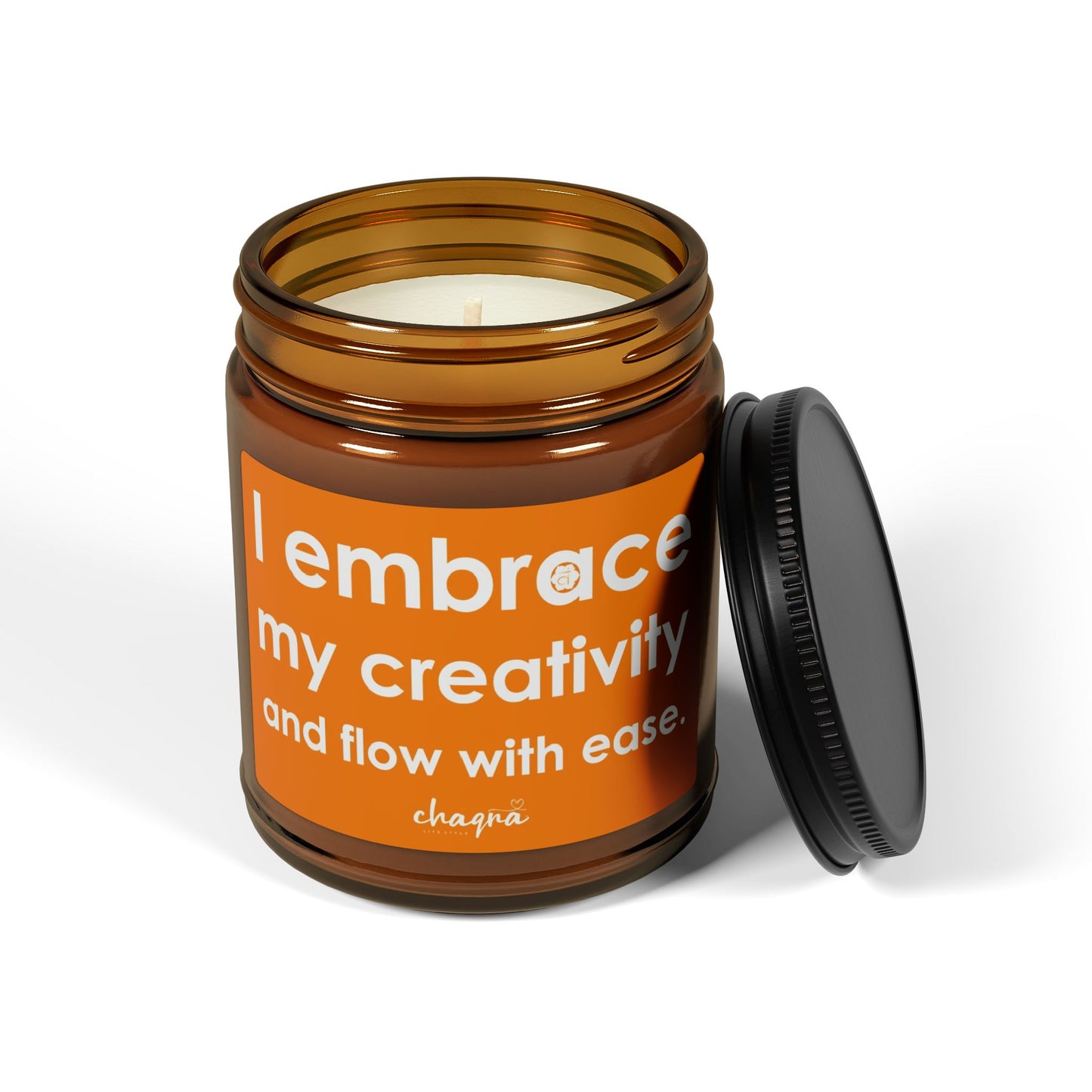 SACRAL CHAQRA Affirmation Candle 9oz. - "I embrace my creativity and flow with ease." - Scented Soy Candle