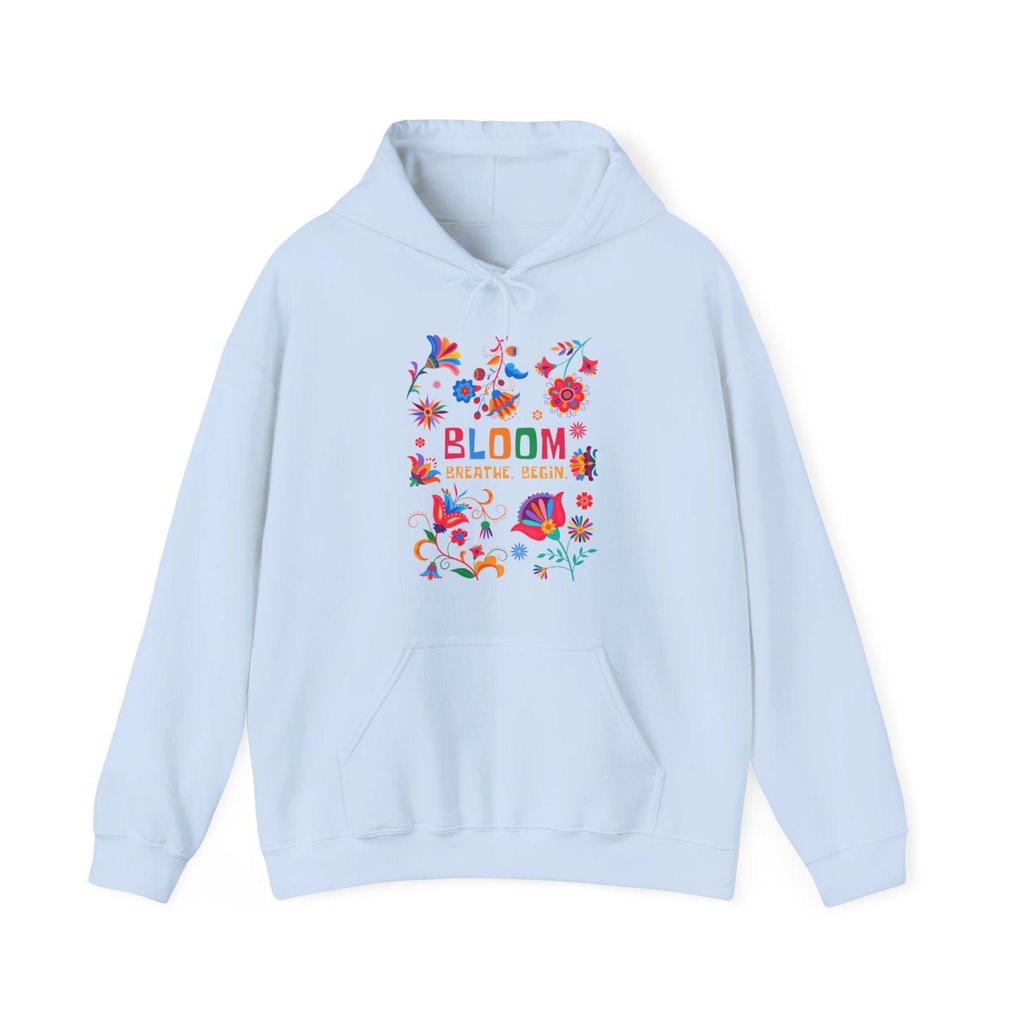 🌸✨Bloom. Breathe. Begin. – Vibrant Folk Floral Unisex Hoodie🌞🌿