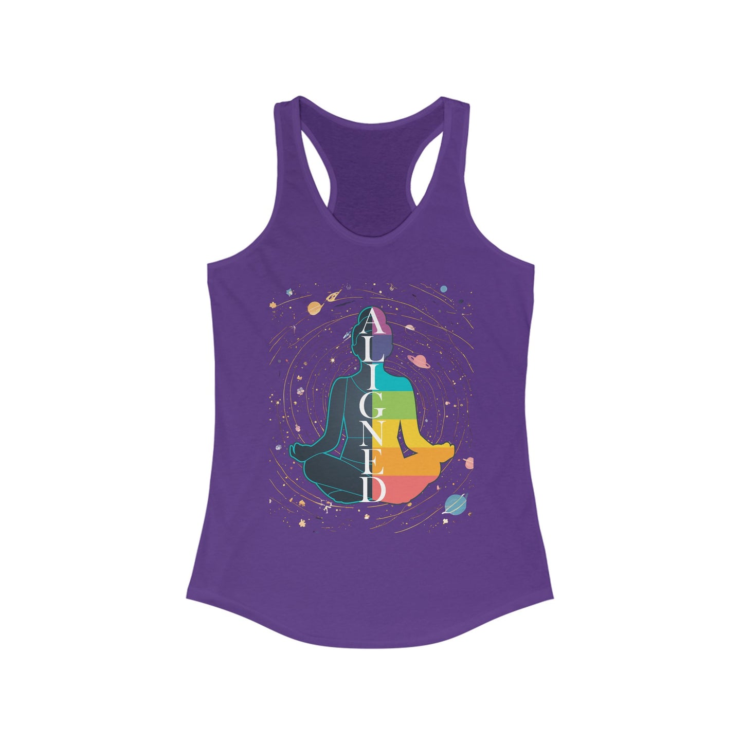 Aligned in Cosmos - Chakra Energy - Zen Women's Racerback Tank - Perfect for Yoga and Mindfulness