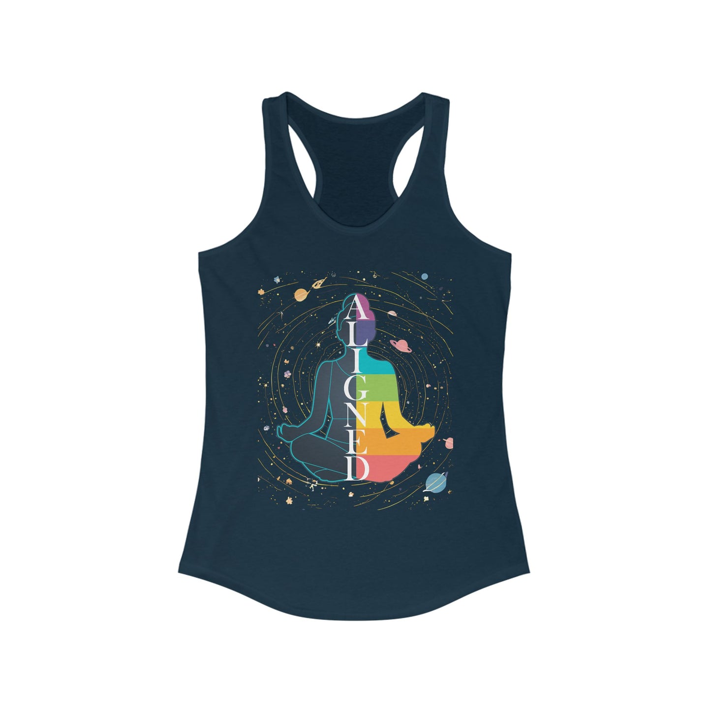 Aligned in Cosmos - Chakra Energy - Zen Women's Racerback Tank - Perfect for Yoga and Mindfulness