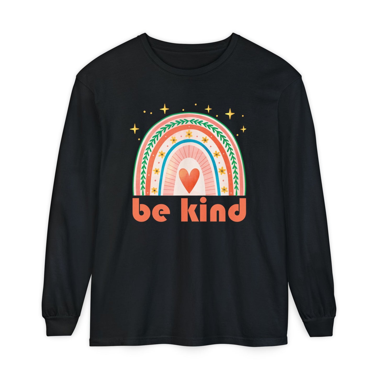 🌈Be Kind - Boho Rainbow Long Sleeve Tee