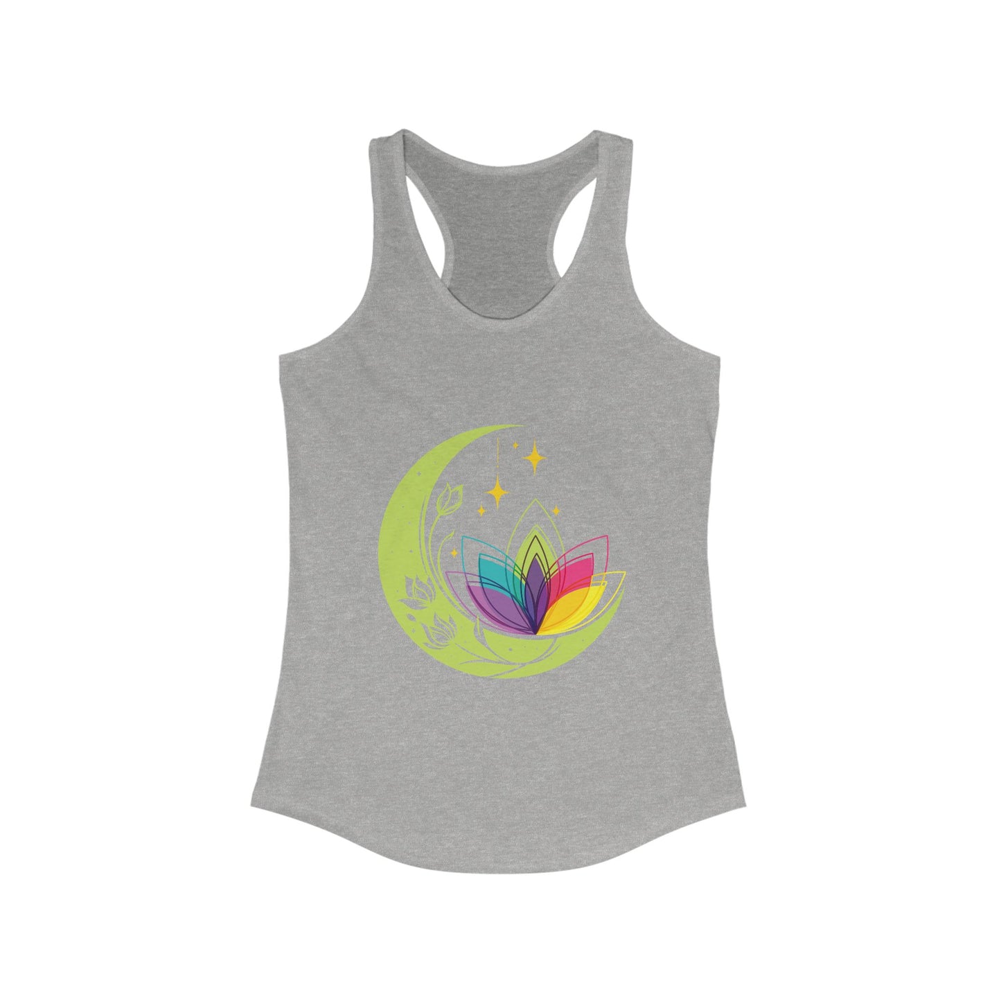 New Moon & Lotus Racerback Tank – Radiate Cosmic Calm & Feminine Strength
