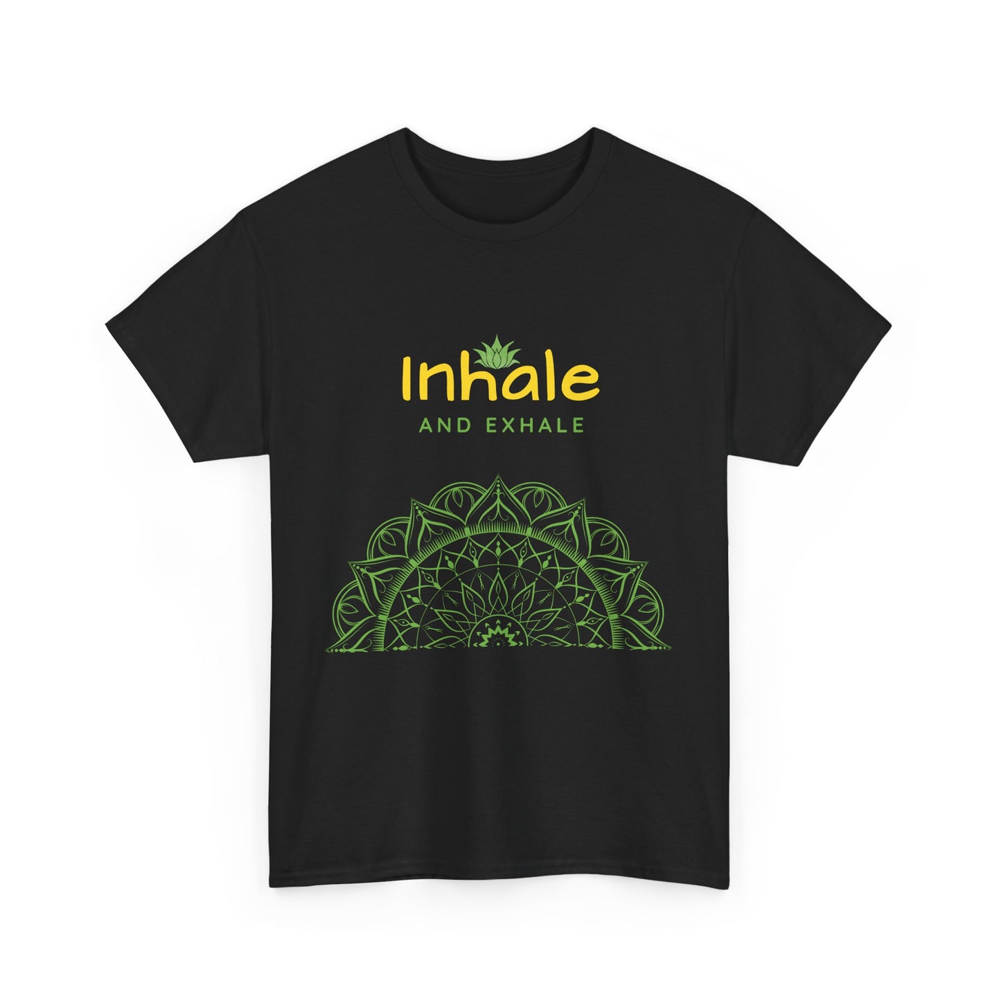 Inhale Exhale Mandala Heavy Cotton Tee - Breathe In Peace, Breathe Out Stress