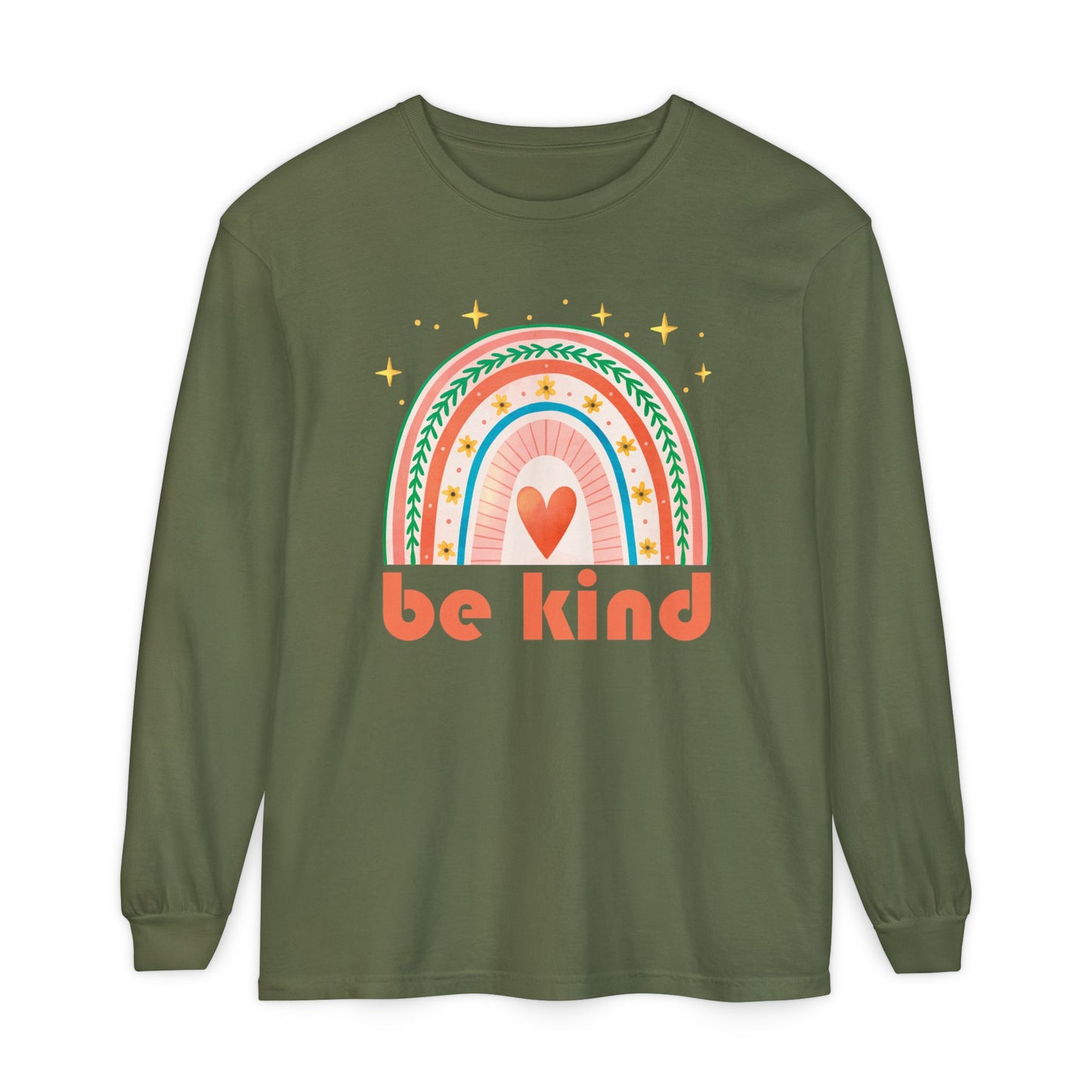 🌈Be Kind - Boho Rainbow Long Sleeve Tee