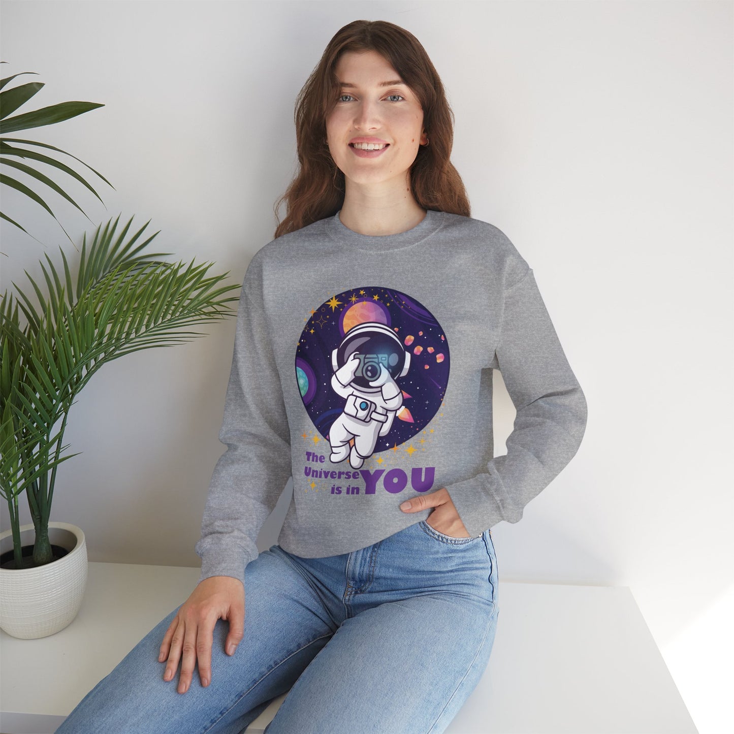 🌌"The Universe Is In YOU" Cosmic Camera📷 Crewneck Sweatshirt