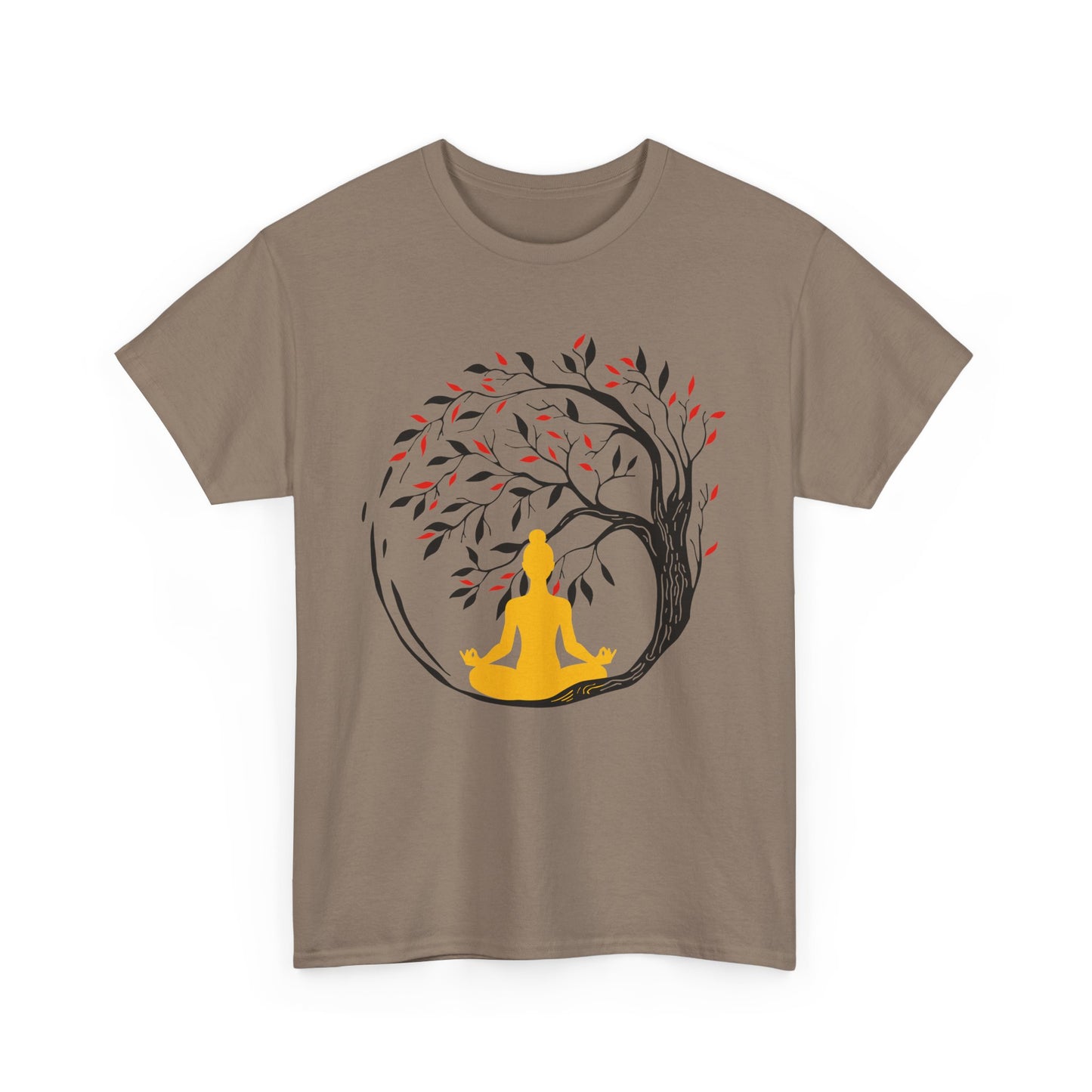 Rooted in Stillness - Meditation Tree Heavy Cotton Tee - Mindfulness Apparel