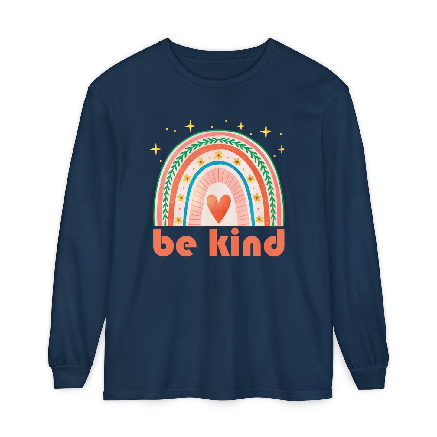 🌈Be Kind - Boho Rainbow Long Sleeve Tee