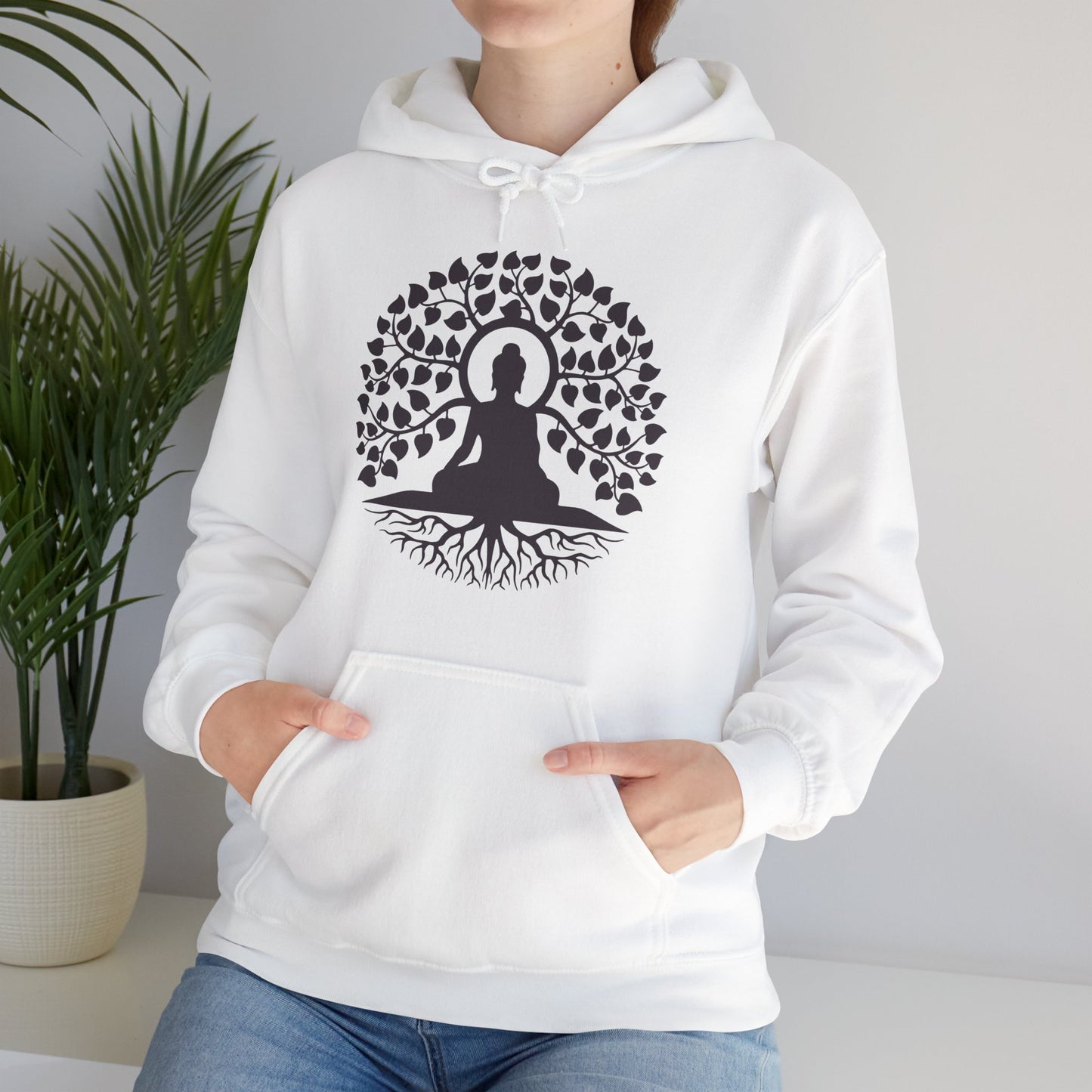 🌱Stillness Hoodie – Buddha Roots & Inner Peace🧘‍♂️🌳✨