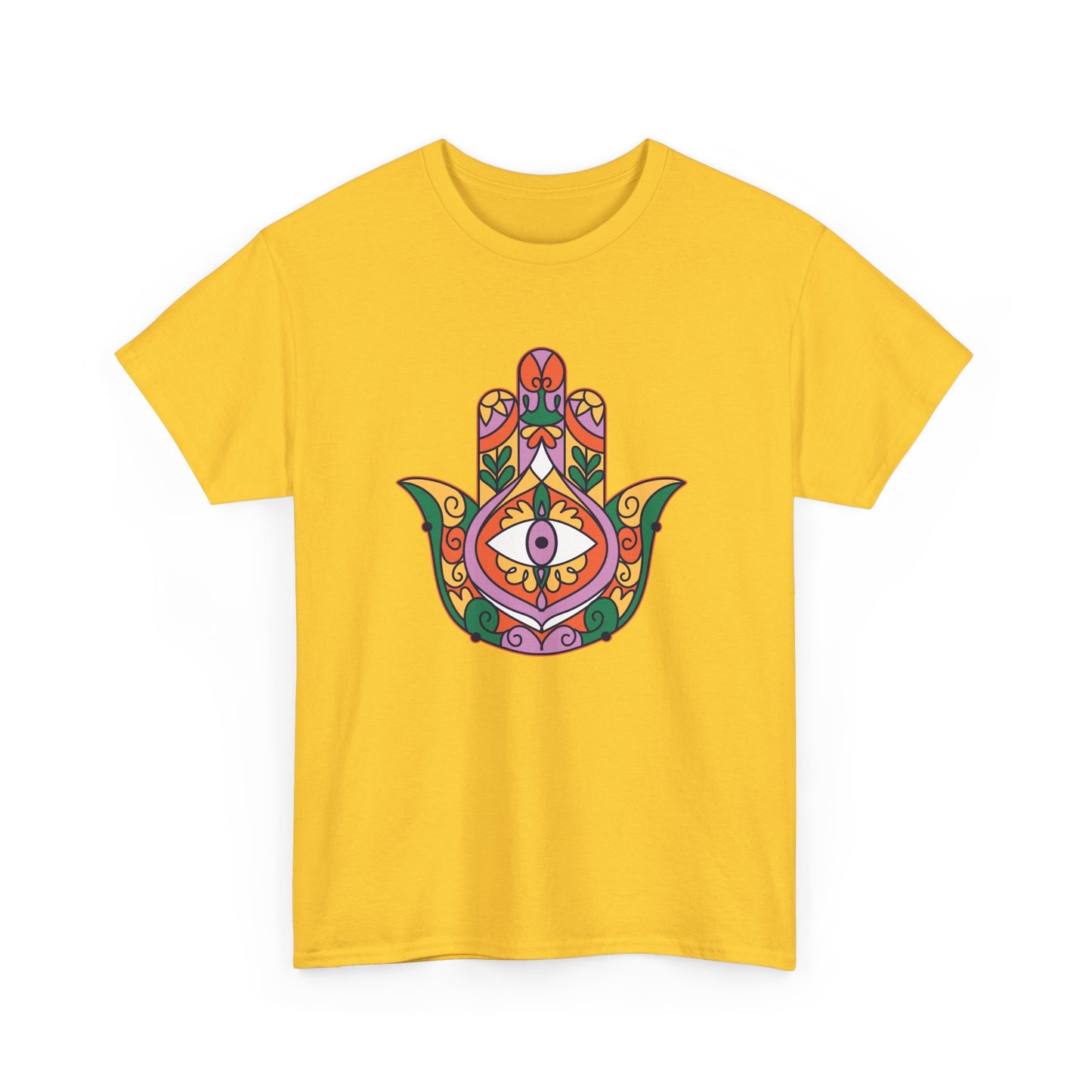 Guardian Spirit Heavy Cotton Tee - Hamsa Hand with Eye