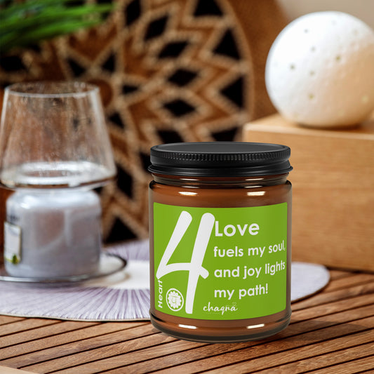 HEART CHAQRA Affirmation Candle 9oz. - "Love fuels my soul, and joy lights my path!" - Scented Soy Candle
