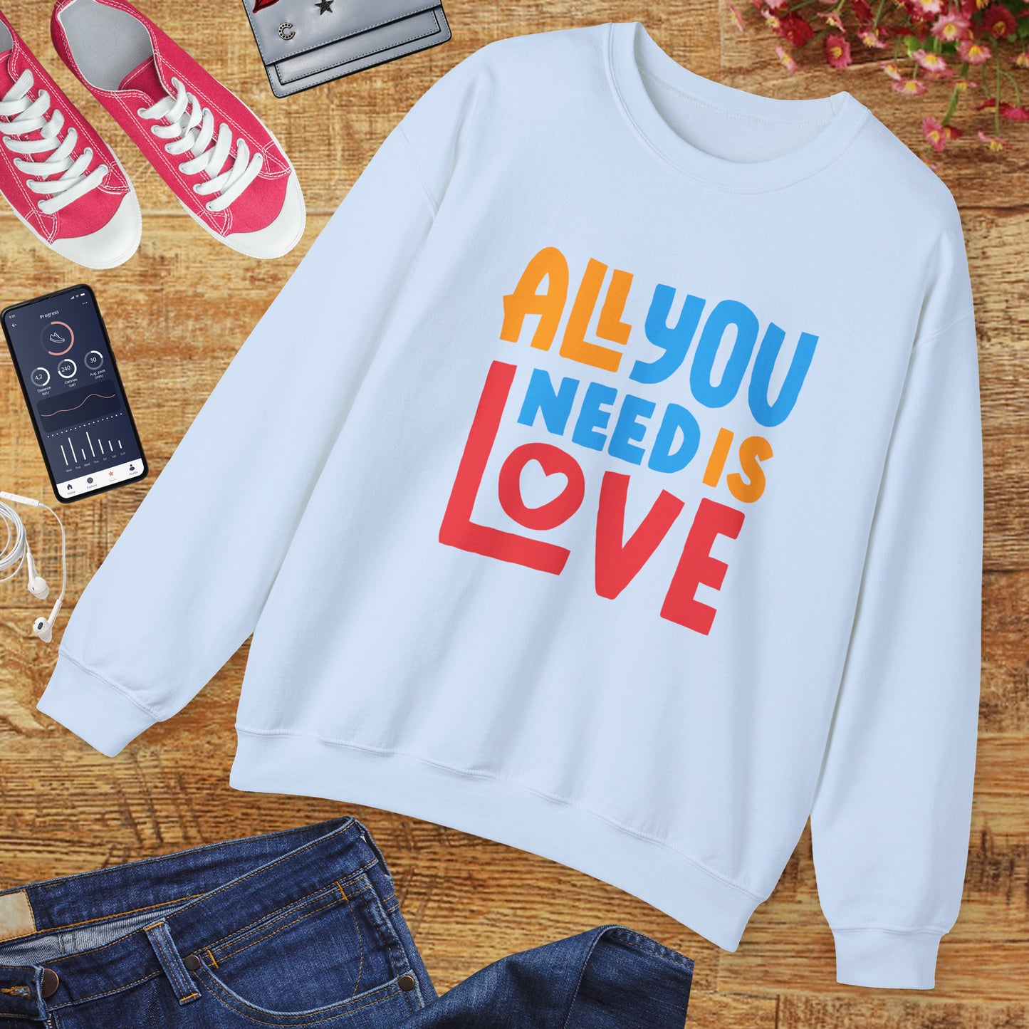 💖All You Need Is Love - Rainbow Affirmation Crewneck Sweatshirt