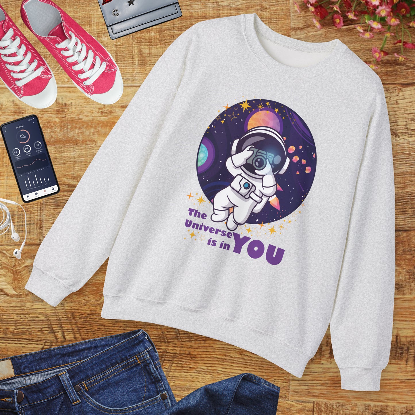 🌌"The Universe Is In YOU" Cosmic Camera📷 Crewneck Sweatshirt