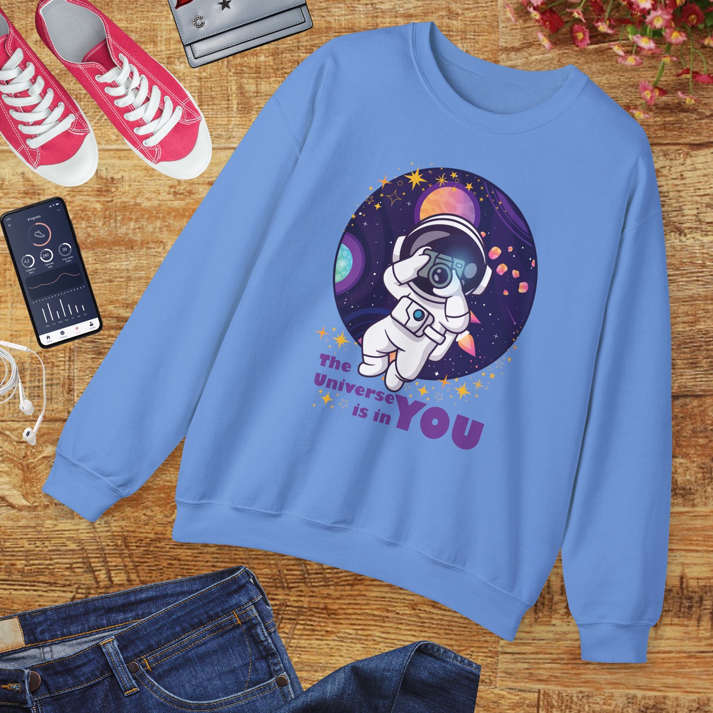 🌌"The Universe Is In YOU" Cosmic Camera📷 Crewneck Sweatshirt