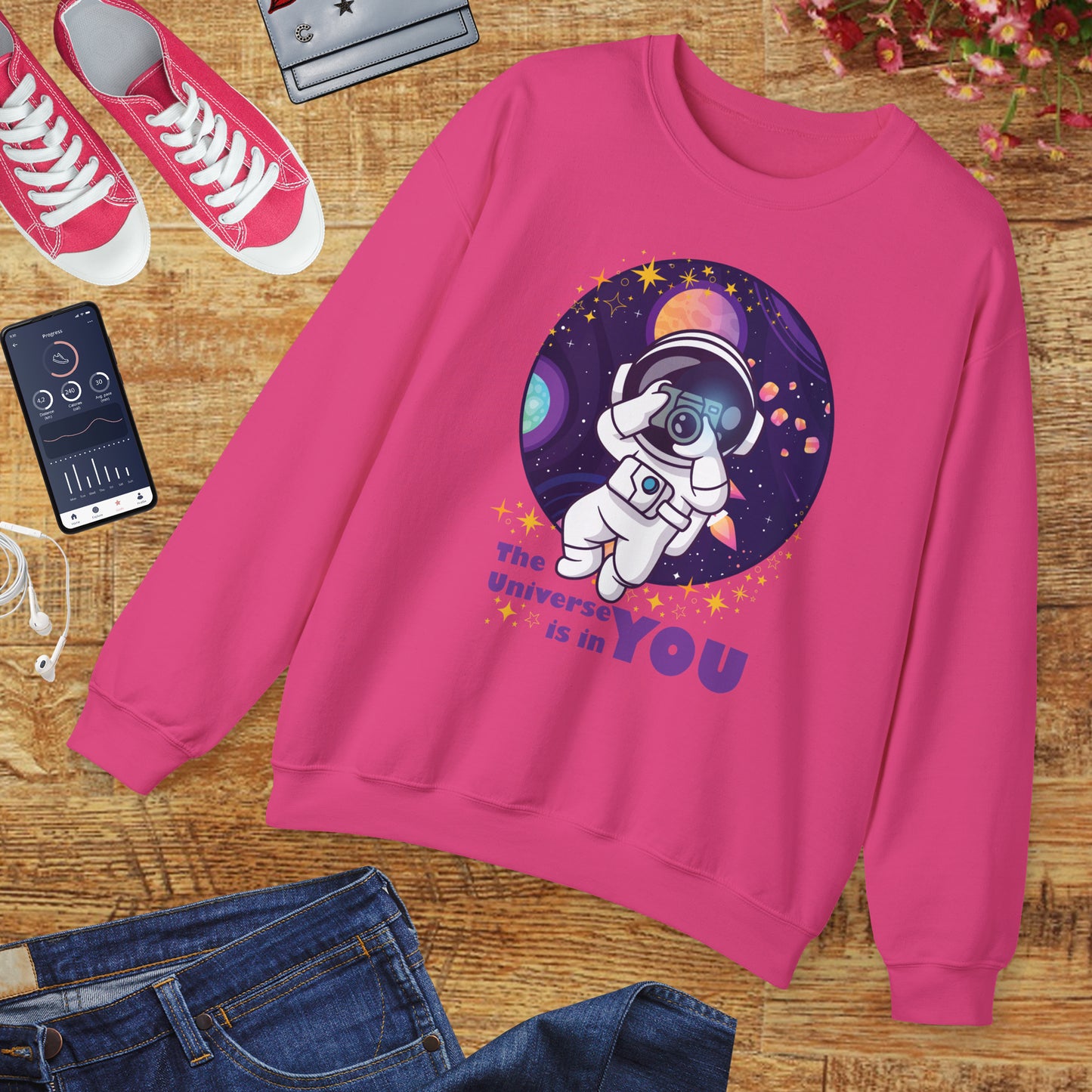 🌌"The Universe Is In YOU" Cosmic Camera📷 Crewneck Sweatshirt