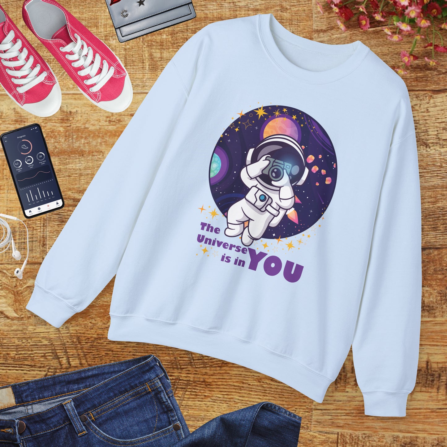 🌌"The Universe Is In YOU" Cosmic Camera📷 Crewneck Sweatshirt