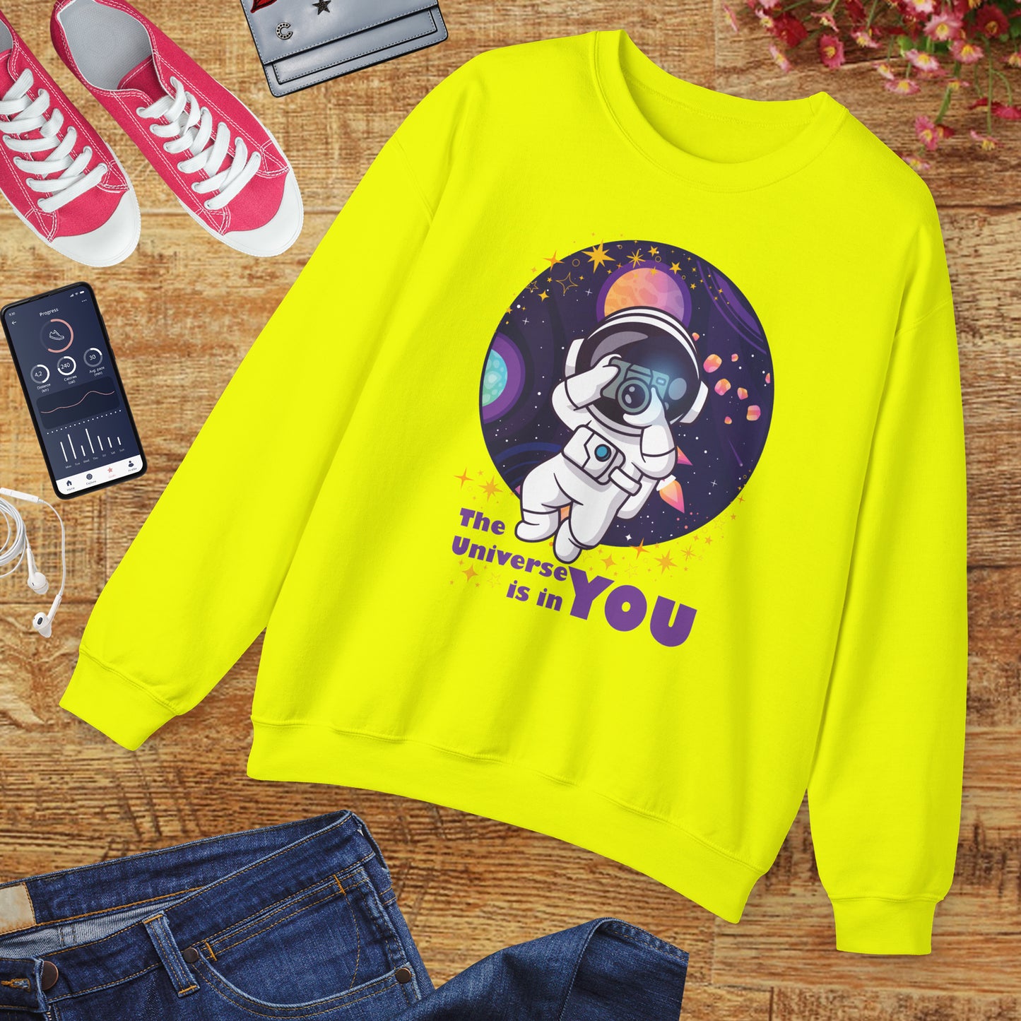 🌌"The Universe Is In YOU" Cosmic Camera📷 Crewneck Sweatshirt