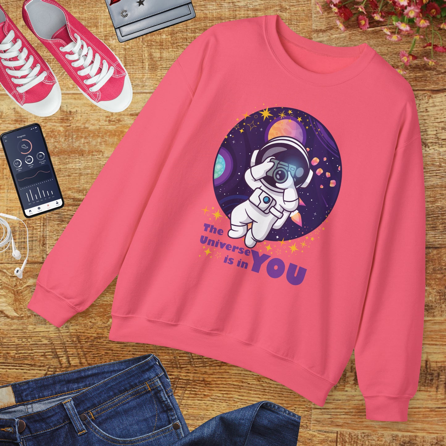 🌌"The Universe Is In YOU" Cosmic Camera📷 Crewneck Sweatshirt