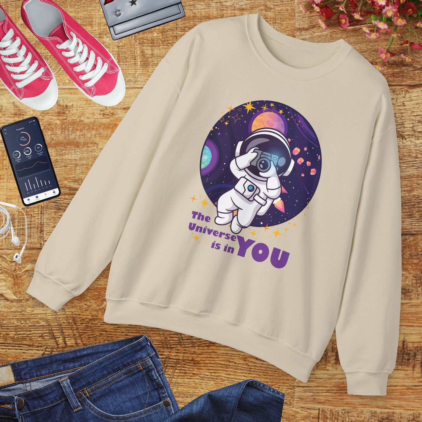 🌌"The Universe Is In YOU" Cosmic Camera📷 Crewneck Sweatshirt