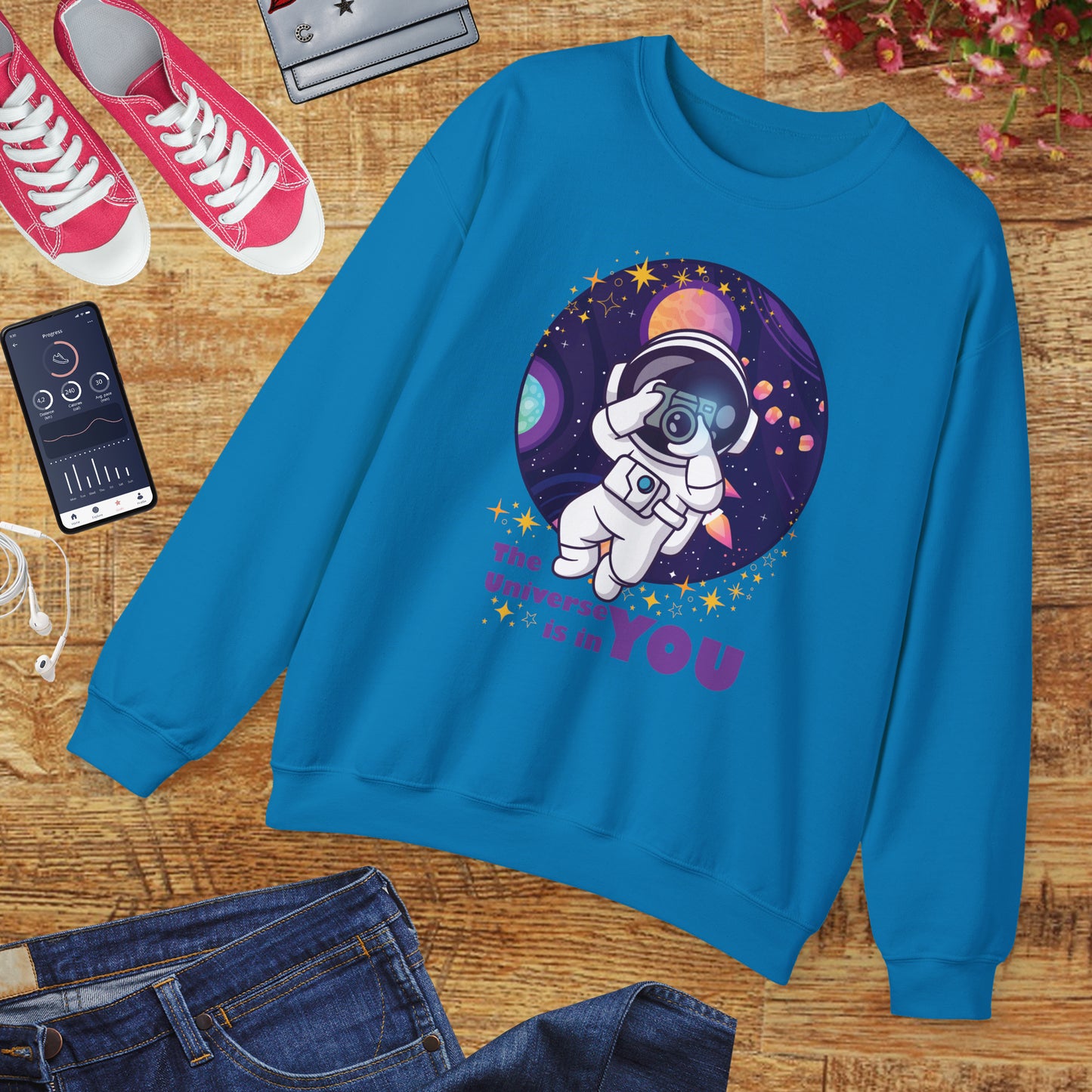 🌌"The Universe Is In YOU" Cosmic Camera📷 Crewneck Sweatshirt