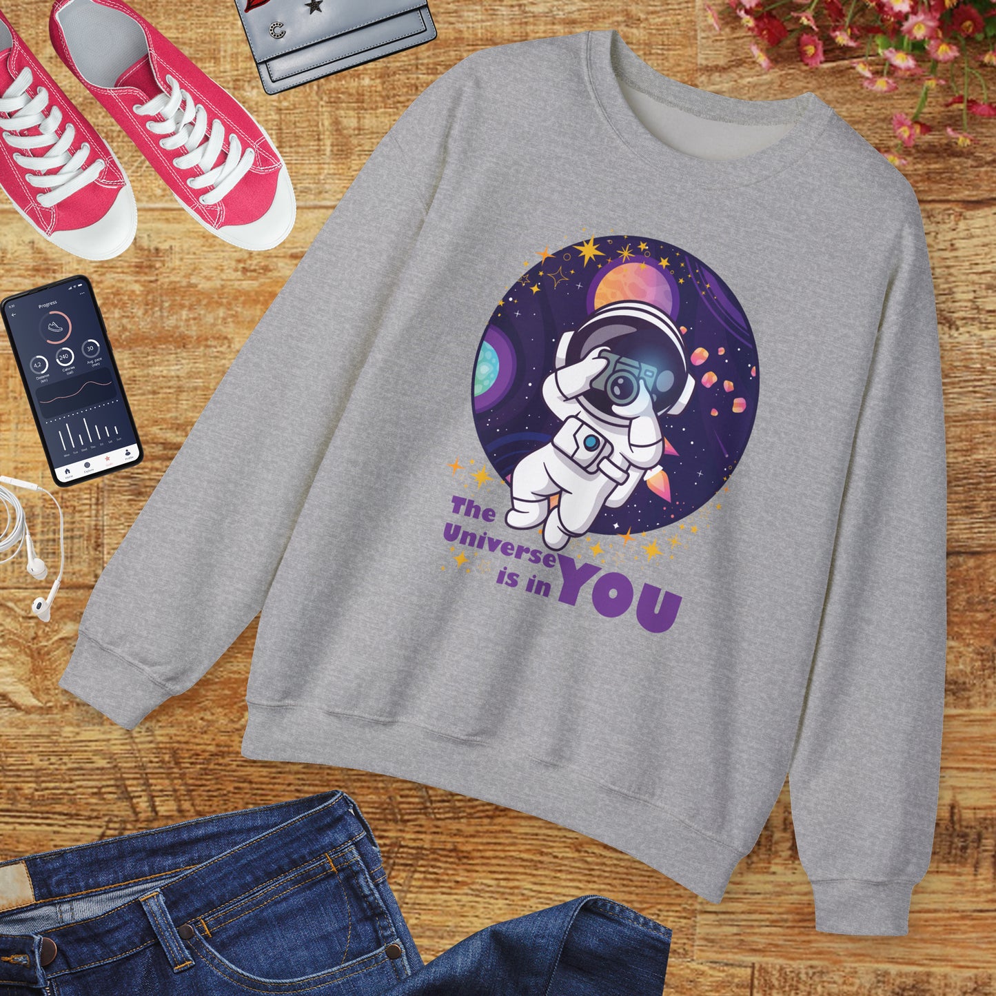 🌌"The Universe Is In YOU" Cosmic Camera📷 Crewneck Sweatshirt