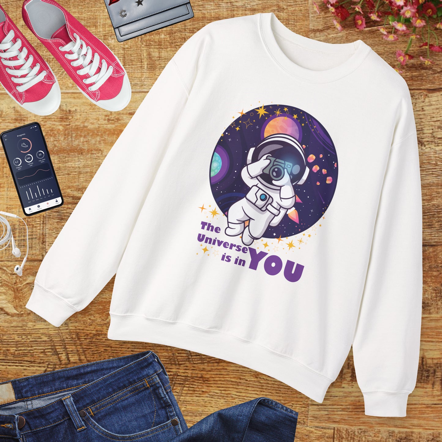 🌌"The Universe Is In YOU" Cosmic Camera📷 Crewneck Sweatshirt