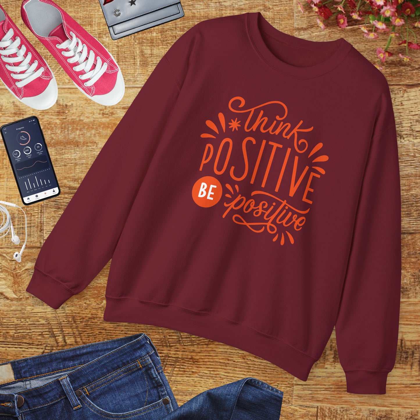 🌼Think Positive, Be Positive - Let Your Energy Bloom Crewneck Sweatshirt