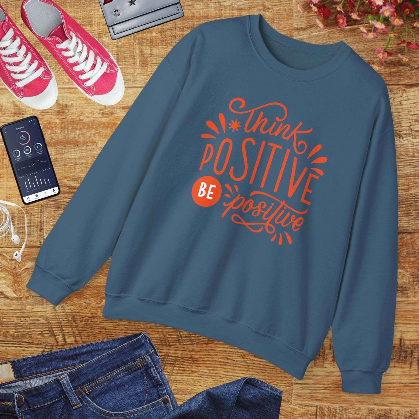 🌼Think Positive, Be Positive - Let Your Energy Bloom Crewneck Sweatshirt