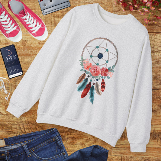 🌙Sacred Dreams - Dreamcatcher & Roses Sweatshirt