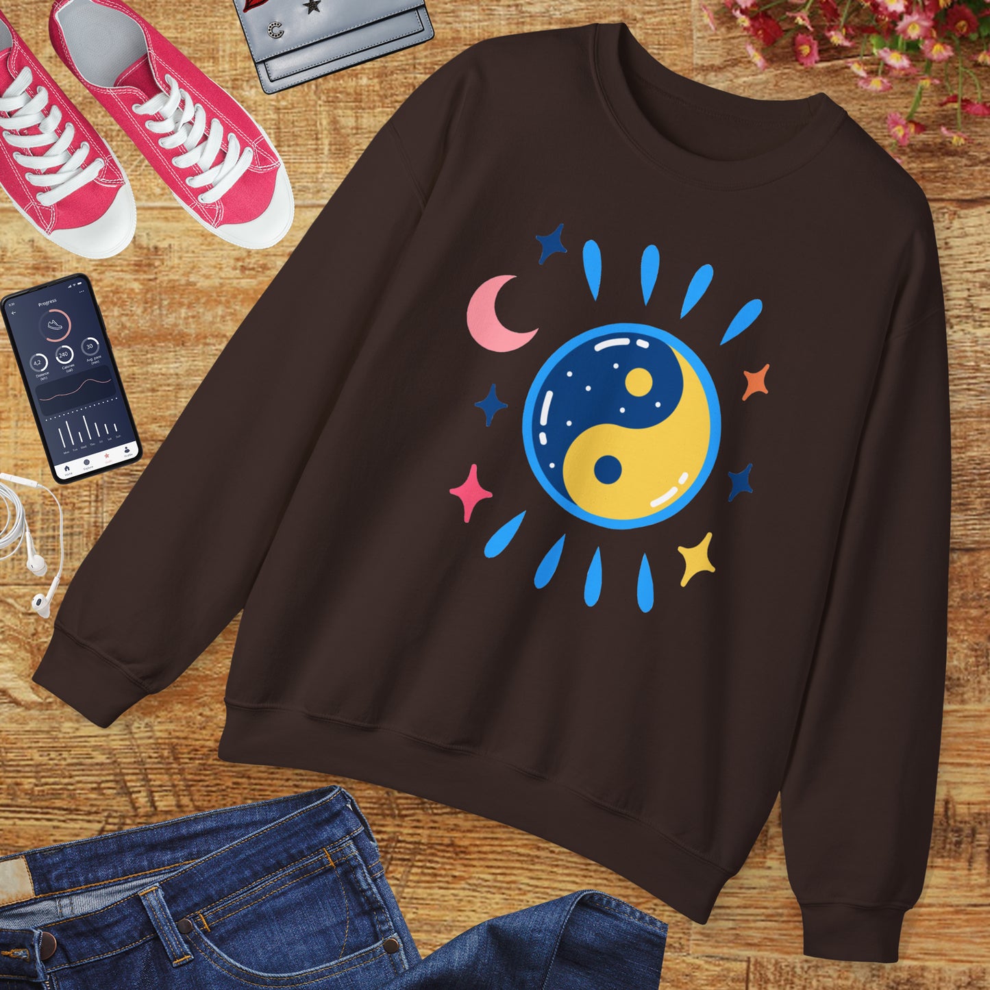 🌗Lunar Balance - Cosmic Flow Crewneck Sweatshirt