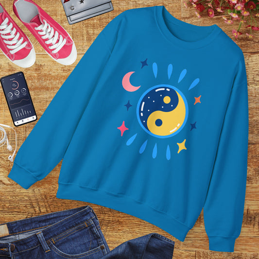 🌗Lunar Balance - Cosmic Flow Crewneck Sweatshirt