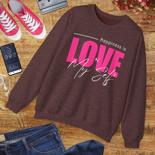 💖Happiness Is… Loving Myself - A Crewneck Sweatshirt for Self-Love Days