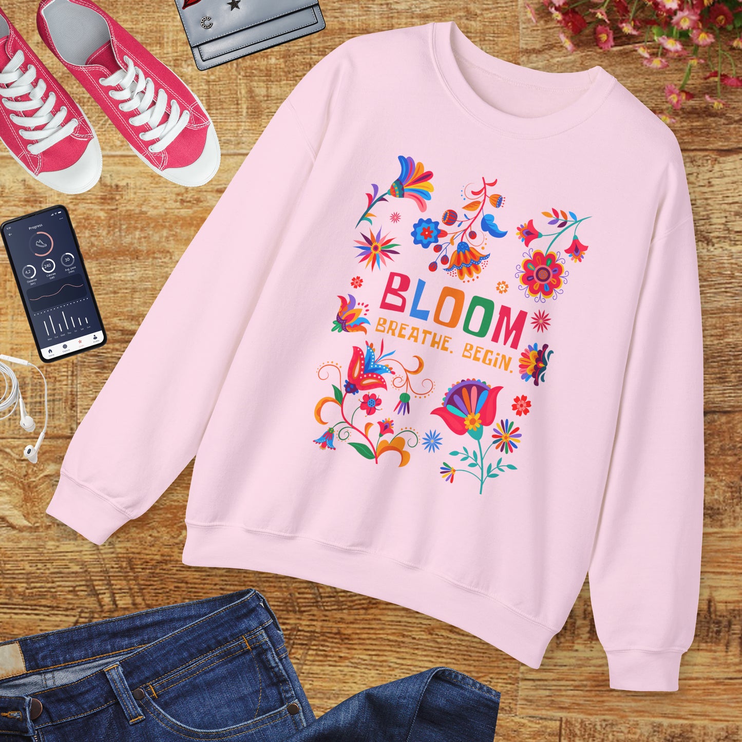 🌺Bloom. Breathe. Begin. Crewneck Sweatshirt