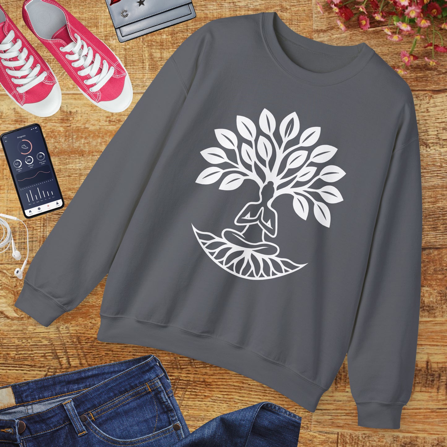 🌿Rooted in Stillness - Tree of Life Crewneck Sweatshirt