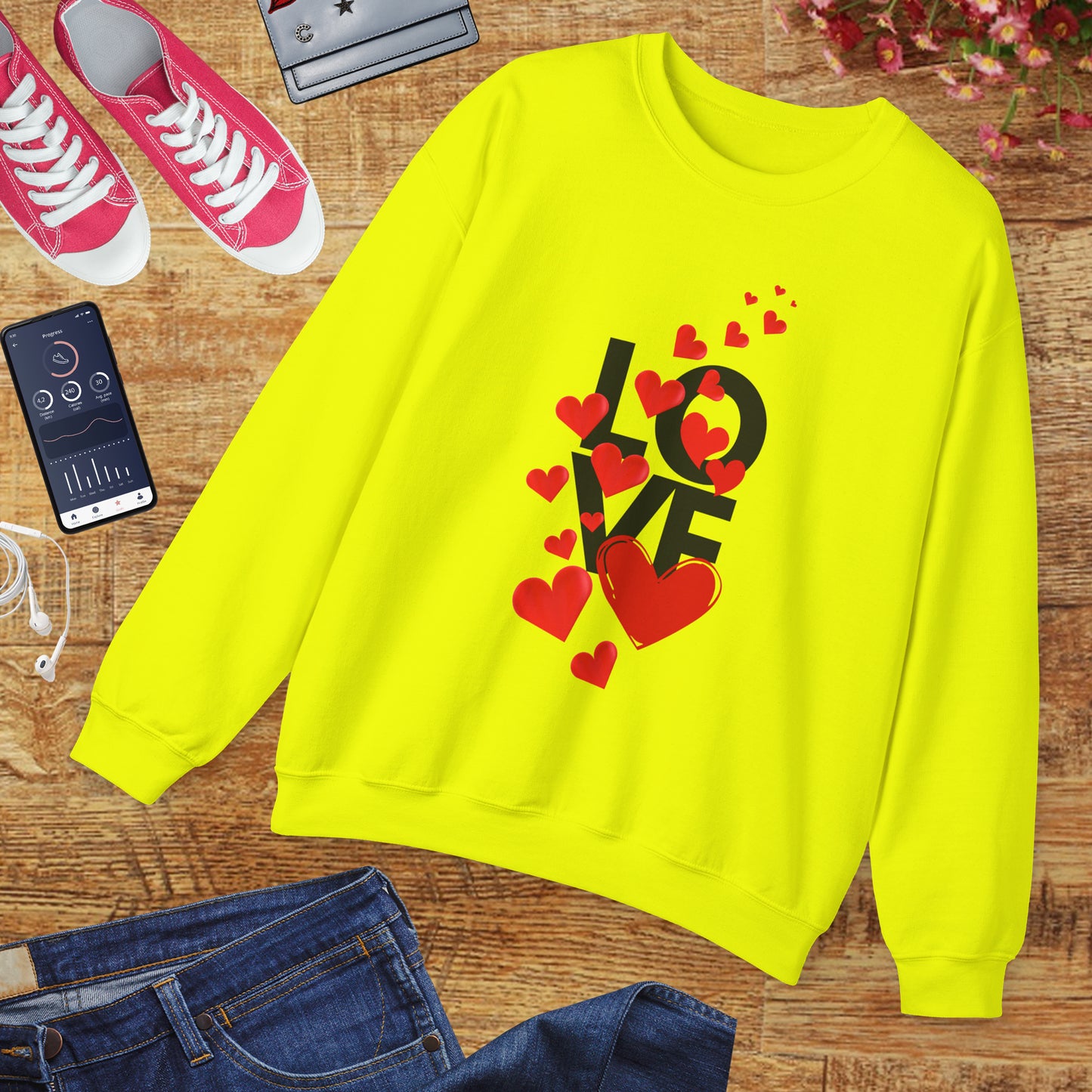 💖Love Woven in Hearts Crewneck Sweatshirt
