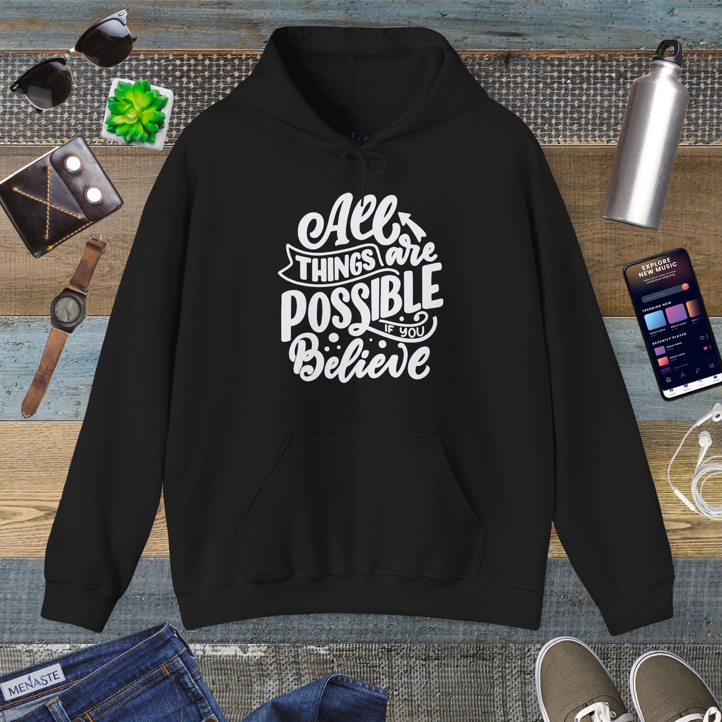 🤍 Menaste "BELIEVE" — Limitless Potential Hoodie