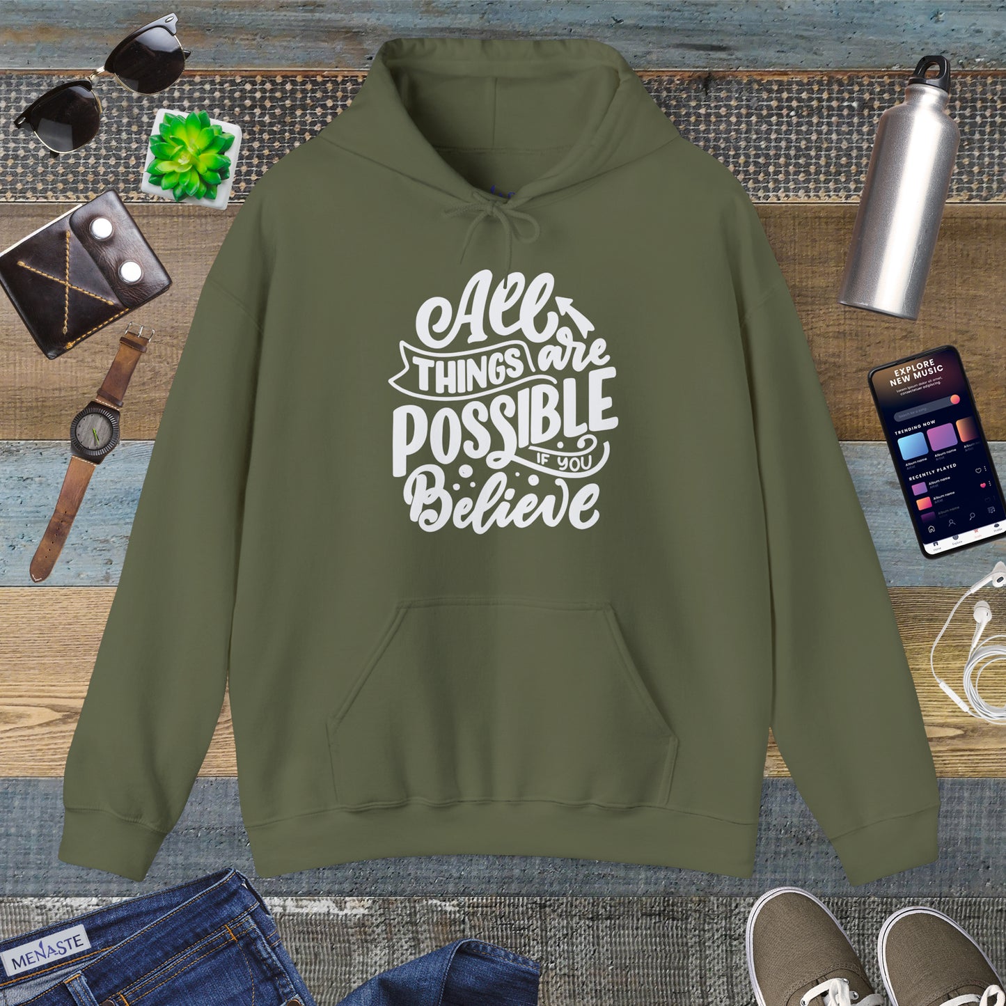 🤍 Menaste "BELIEVE" — Limitless Potential Hoodie