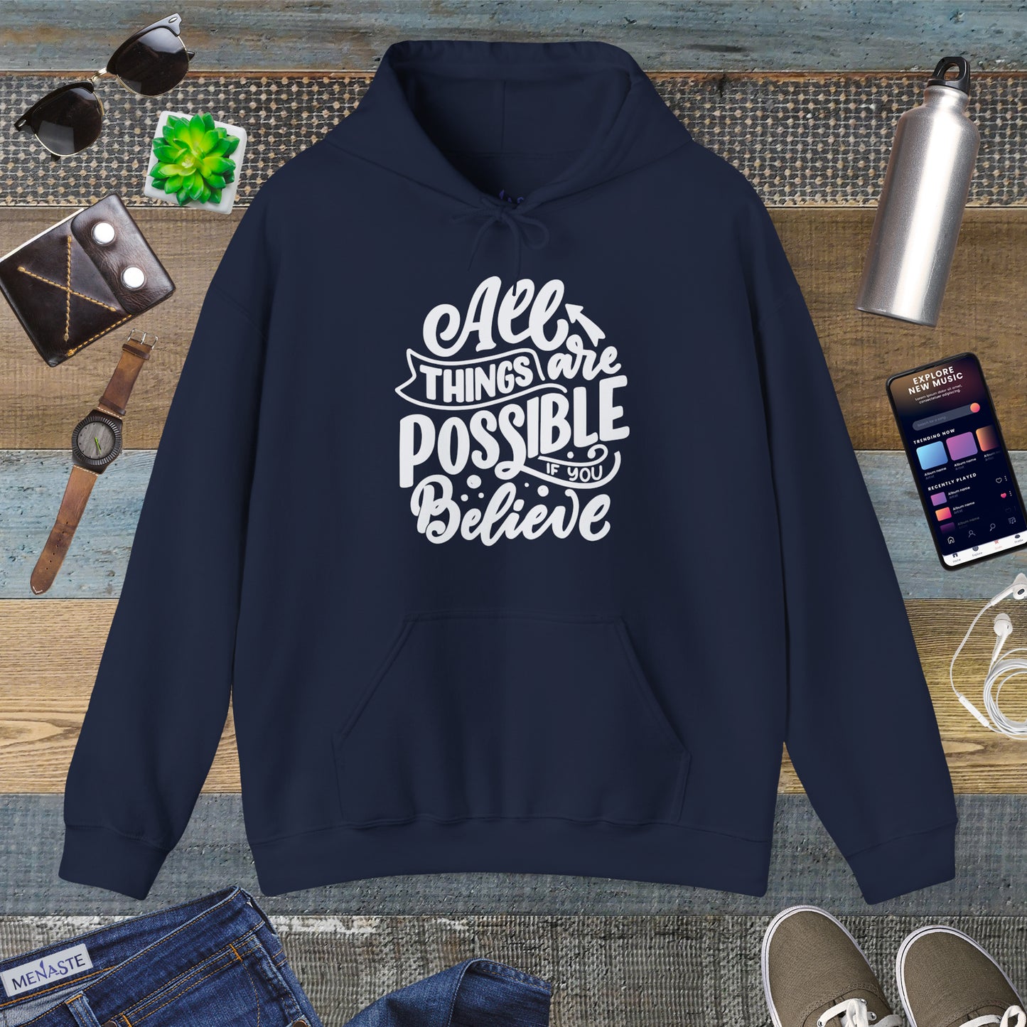 🤍 Menaste "BELIEVE" — Limitless Potential Hoodie