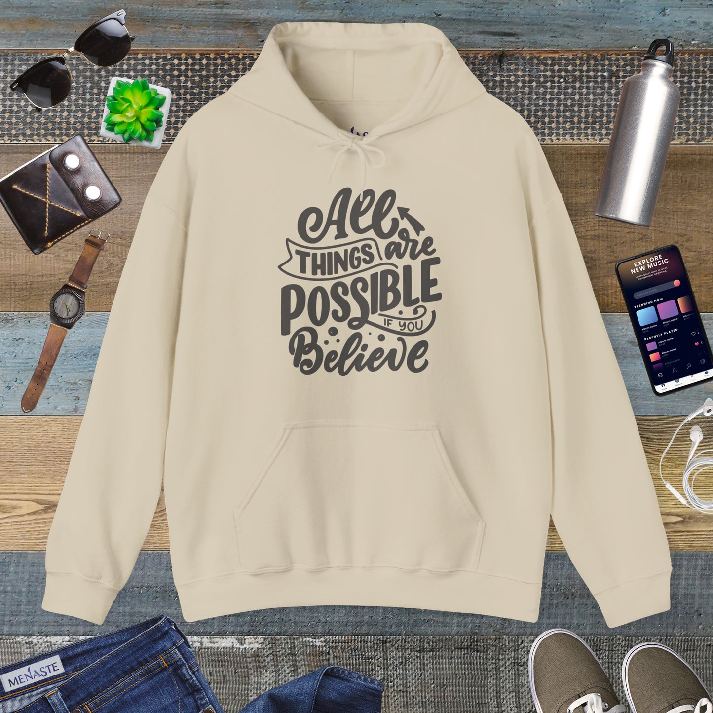 🤍 Menaste "BELIEVE" — Limitless Potential Hoodie