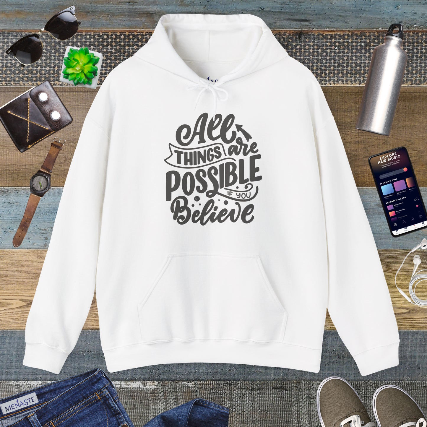 🤍 Menaste "BELIEVE" — Limitless Potential Hoodie