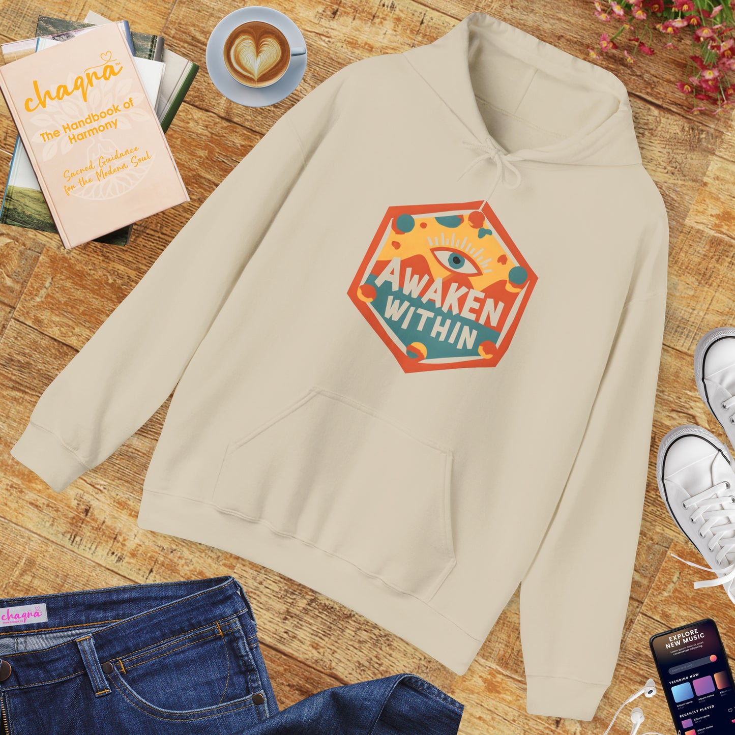 👁️Awaken Within Hoodie – Third Eye Geometric Design | Spiritual Awakening Vibes🌀✨