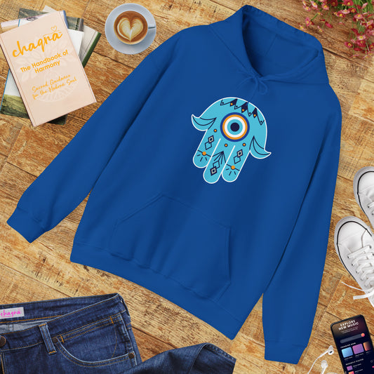 🧿Hand of Hamsa with Evil Eye Motif Protection Hoodie🧿🌙✨