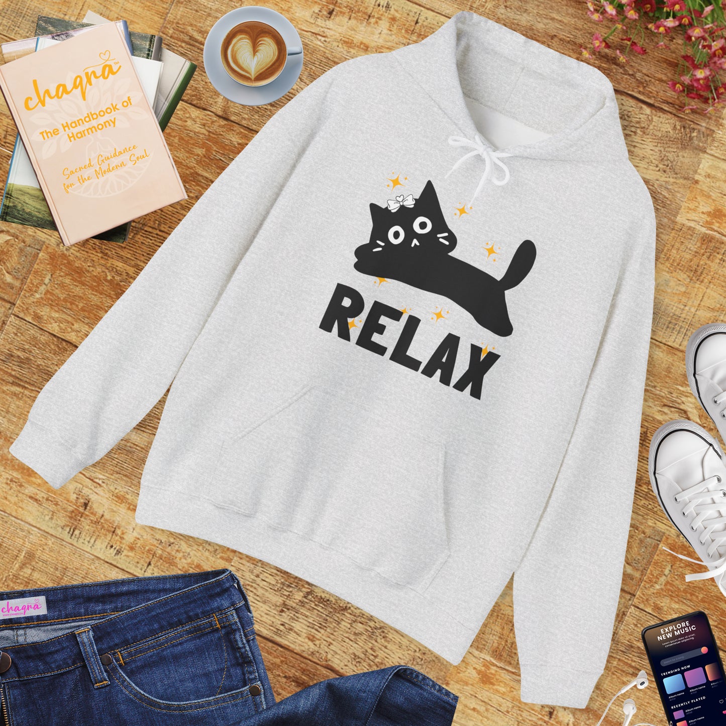🐱Relax Hoodie — Trust the Divine, Live Like a Cat: Stay In the Moment✨🌿
