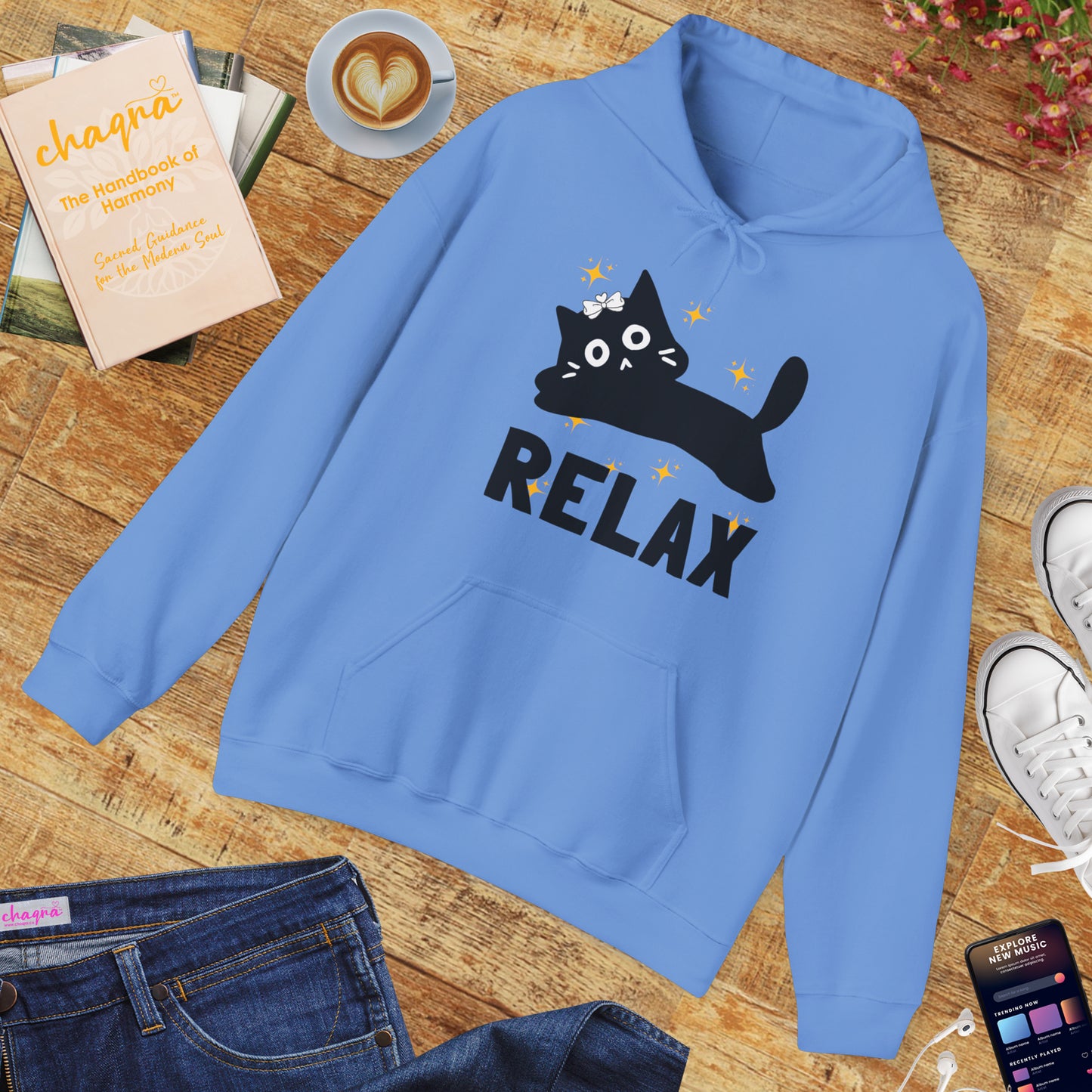 🐱Relax Hoodie — Trust the Divine, Live Like a Cat: Stay In the Moment✨🌿