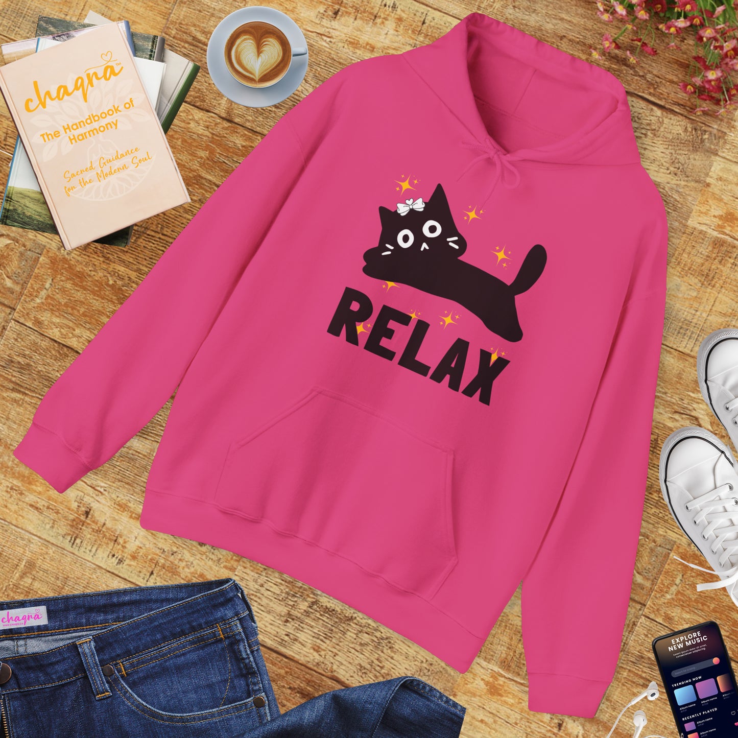 🐱Relax Hoodie — Trust the Divine, Live Like a Cat: Stay In the Moment✨🌿