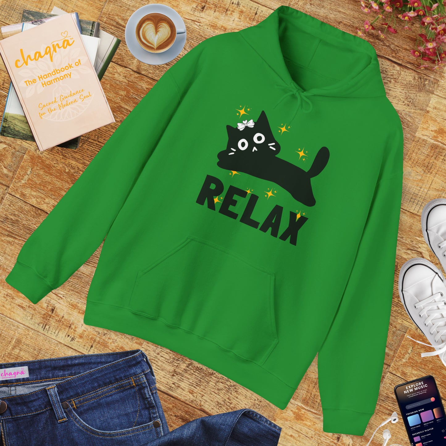 🐱Relax Hoodie — Trust the Divine, Live Like a Cat: Stay In the Moment✨🌿