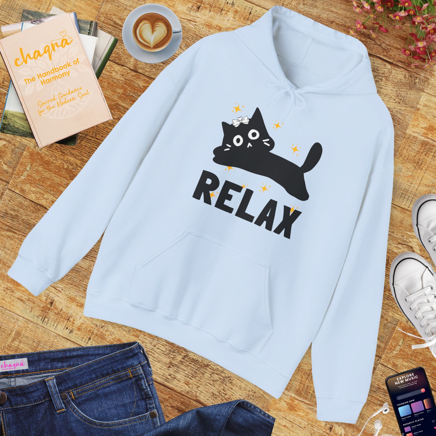 🐱Relax Hoodie — Trust the Divine, Live Like a Cat: Stay In the Moment✨🌿
